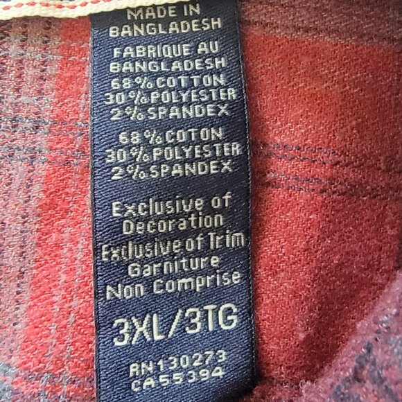 Wrangler XXXL Flannel Shirt metal buttons red/orange/black/gray - Picture 3 of 6